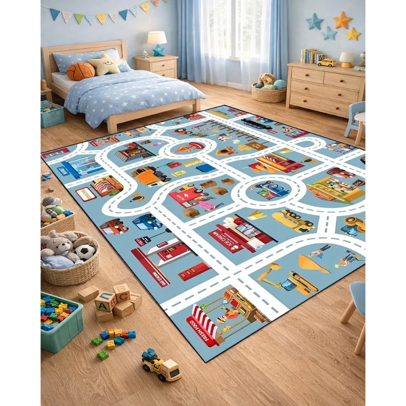Cartoon City Traffic Road Map  - Commercial Road Printing ulasan dan harga