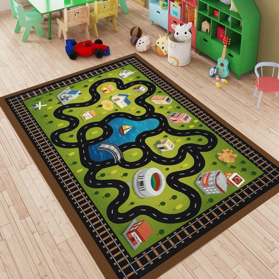 Race Track Rug Kids Playroom C - Commercial Digital Printing Machine ulasan dan harga